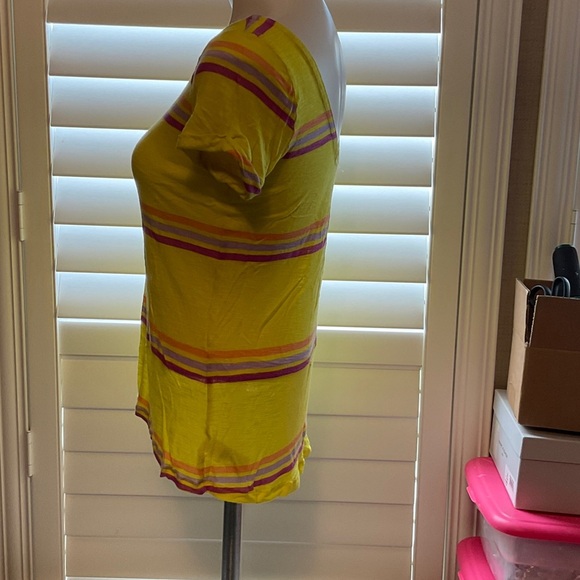 Splendid Yellow and Purple Striped Short Sleeve Top - Picture 4 of 7